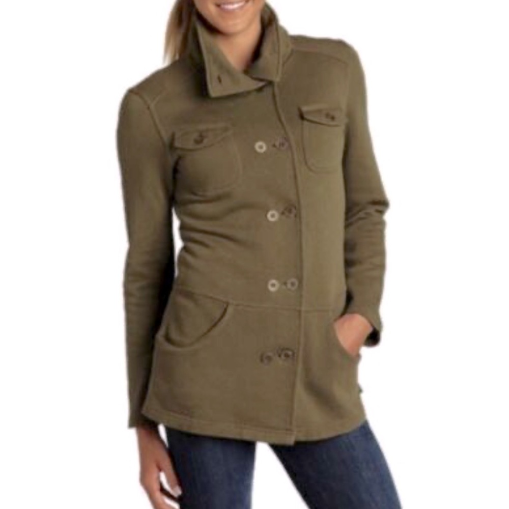PRANA Tori Jacket Olive Green Jersey Knit Comfy Size Small